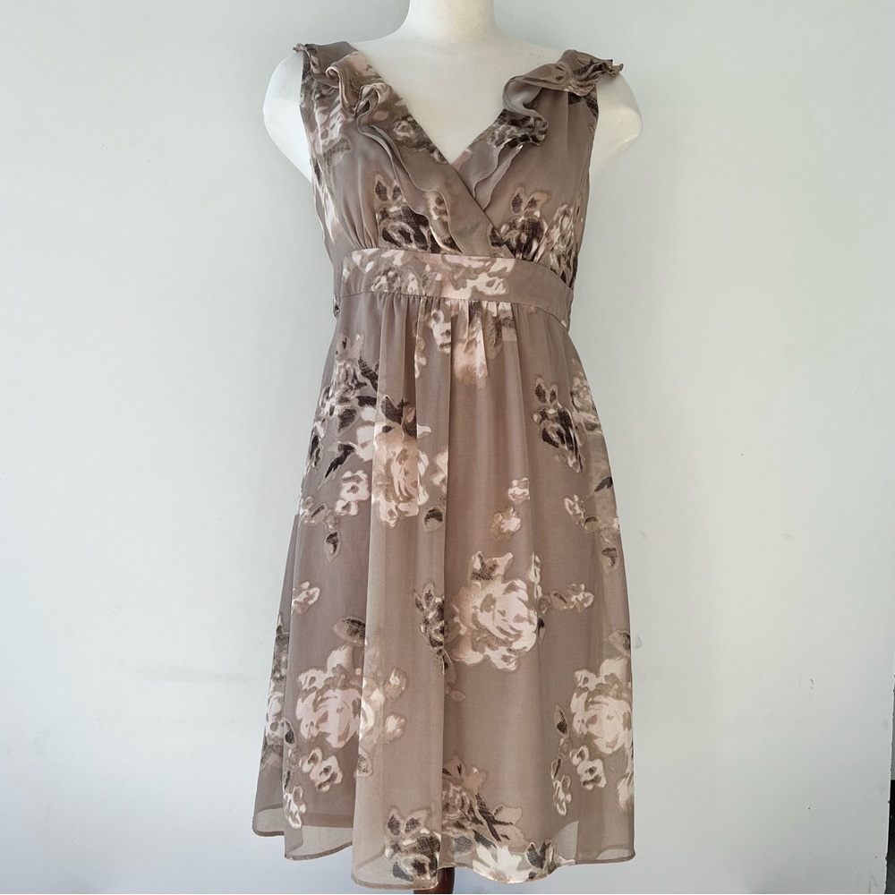 RW&CO. Beige Floral Midi Dress